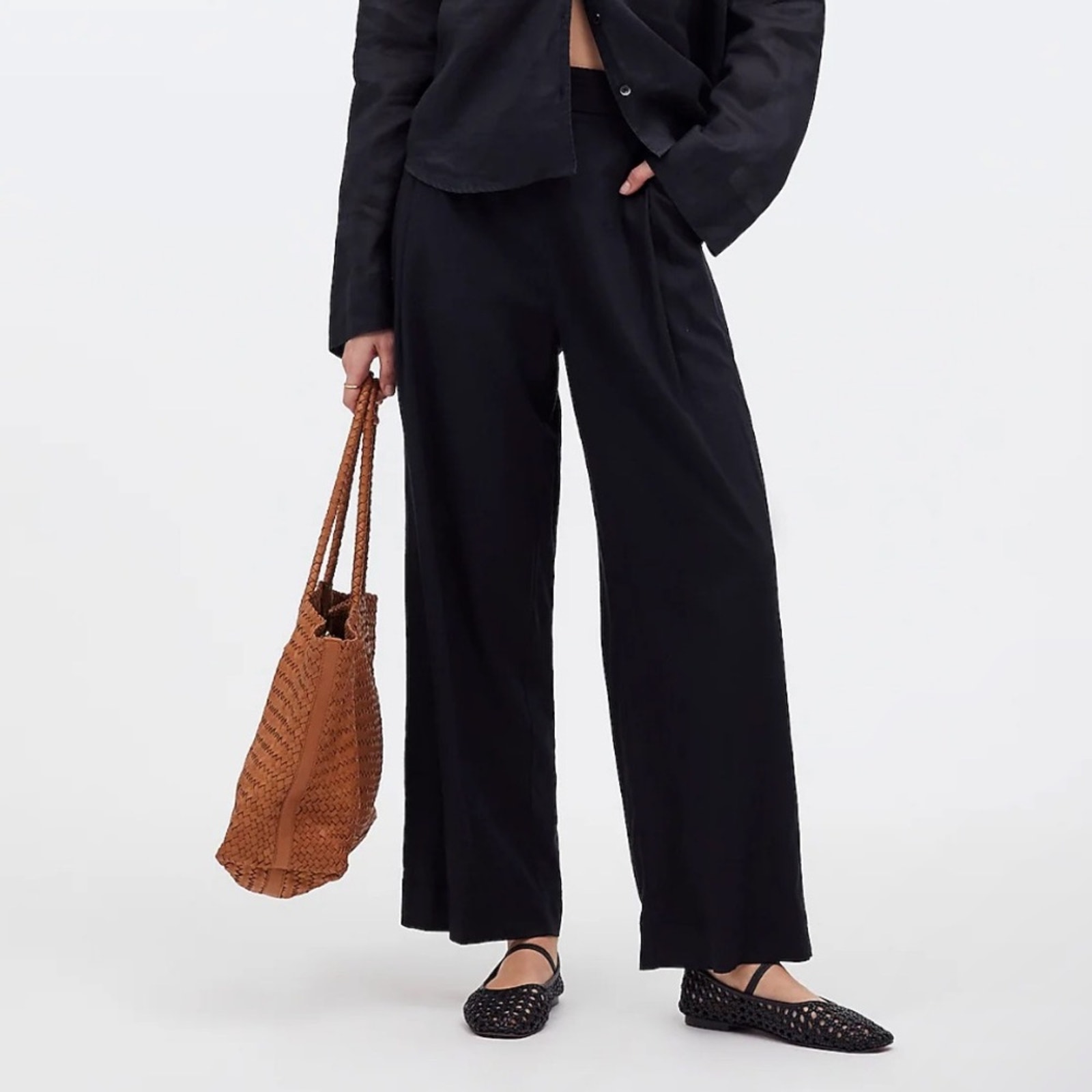 Madewell True Black Pull-On Straight Leg Cropped Pants Sz 00 New